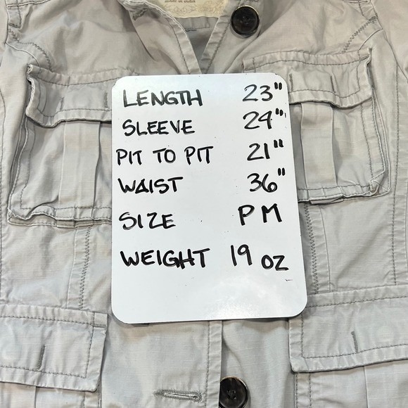 Eddie Bauer Womens Jacket Medium Petite Gray Cotton Utility Military Style - Picture 8 of 9